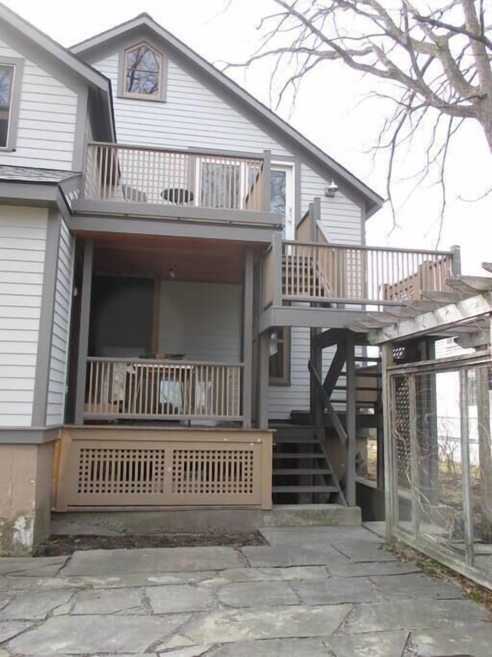 Back entry, patio and porches