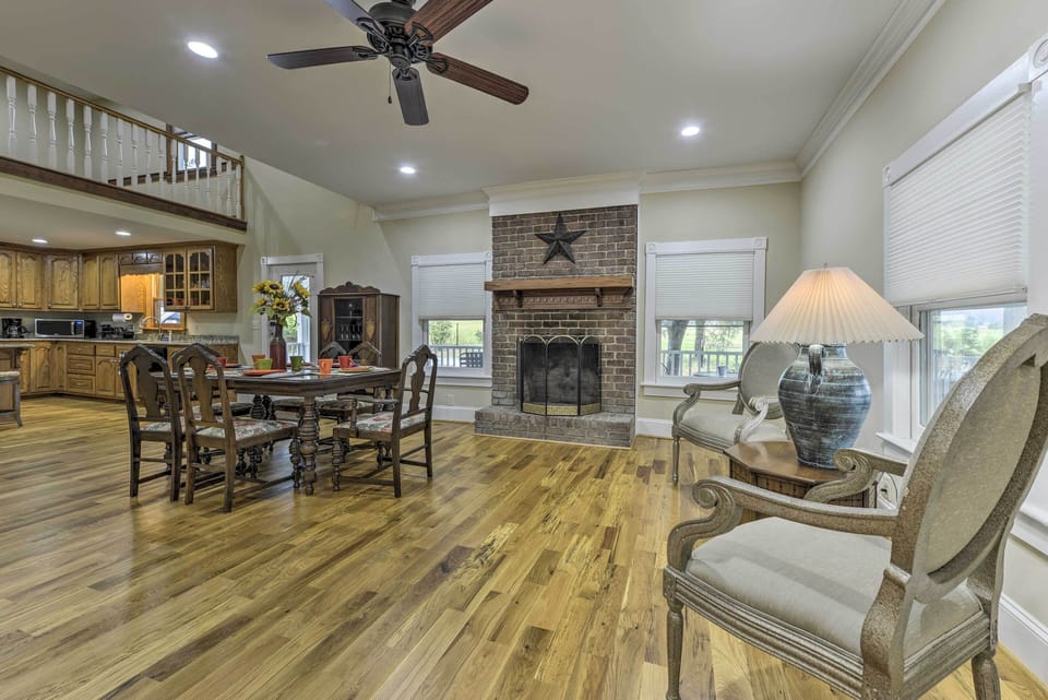 Living Room | Dining Area | Decorative Fireplace