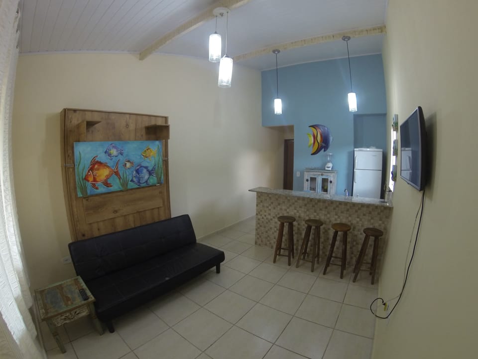 Family Apartment, 2 Double Beds, Non Smoking | Living room | Flat-screen TV