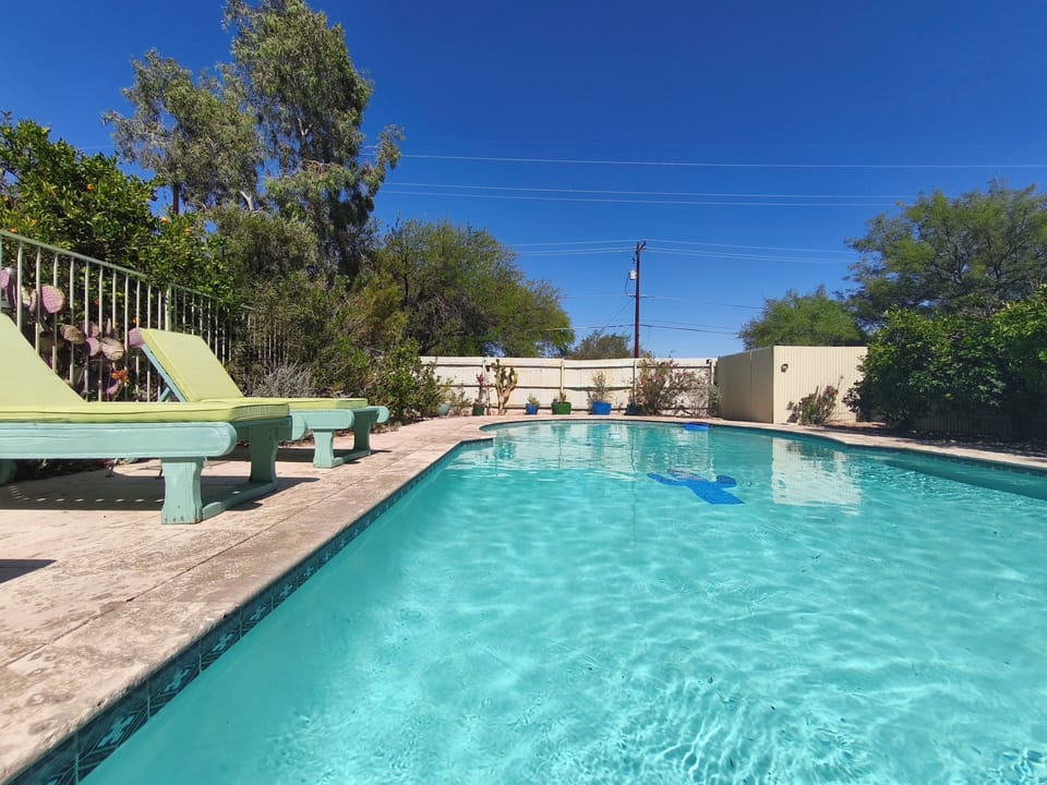 Large pool with chaise lounges