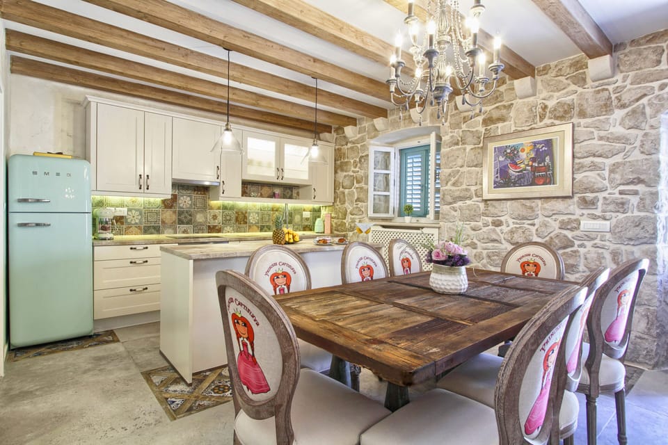Villa | Private kitchen | Fridge, microwave, oven, stovetop