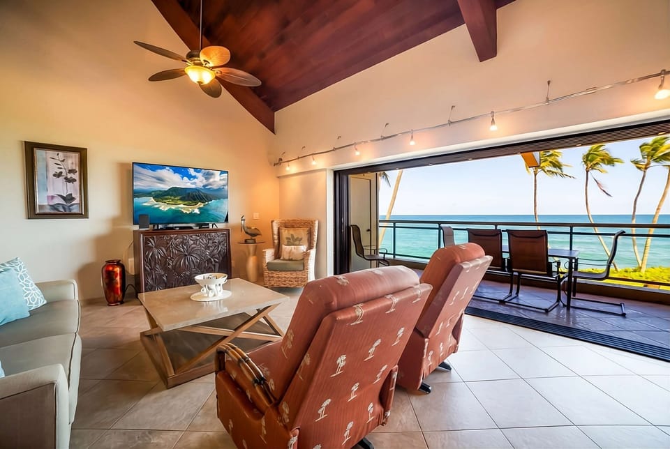 Beautiful open floor plan with stunning ocean views flowing in