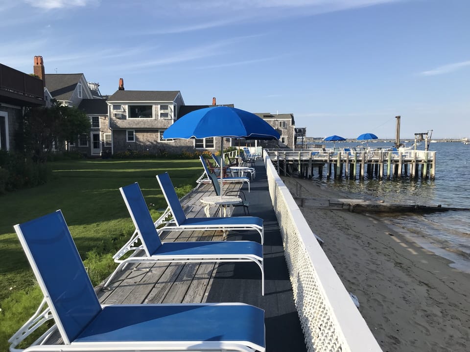 Our dock and deck looking toward our building