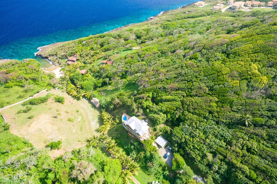 Aerial view- home to beach.
A very private setting