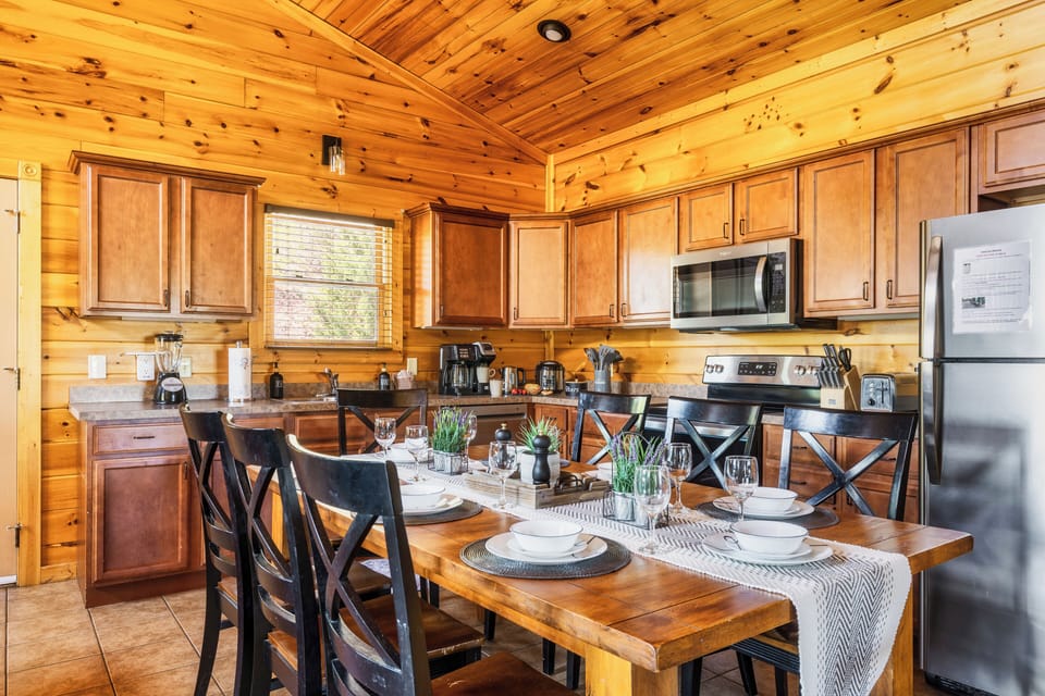 Take in the complete view of our fully equipped kitchen.