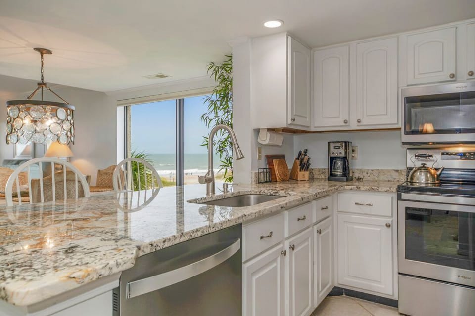 Ocean views from the kitchen and dining room.