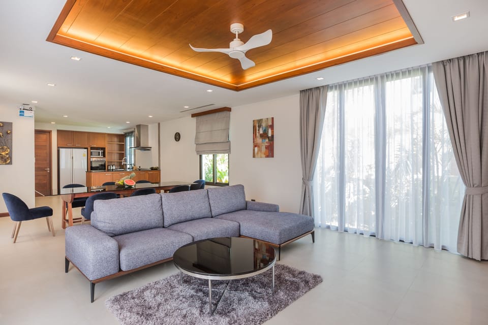 4-Bedroom Villa with Private Pool | Living area | 32-inch flat-screen TV with satellite channels, LED TV