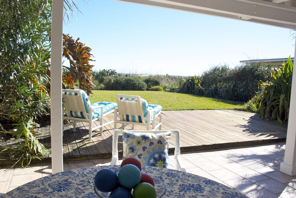 Wooden deck with lounge chairs