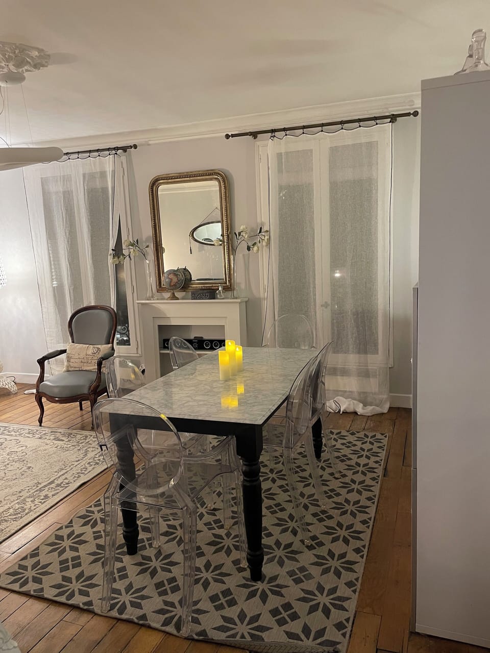 Dressing with iron board and steamer unit