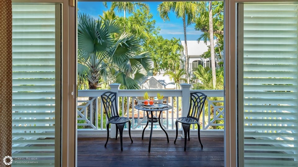 The second floor suite has a private balcony...