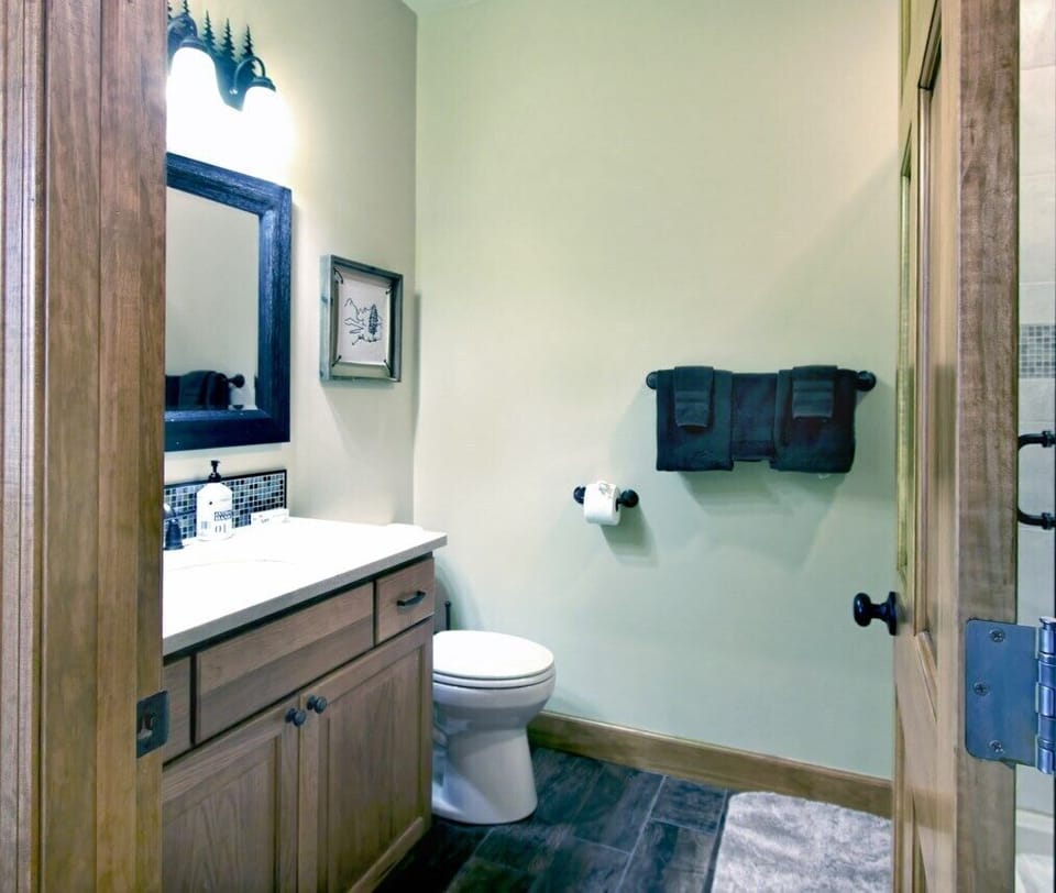 Addition king bedroom bathroom with shower
