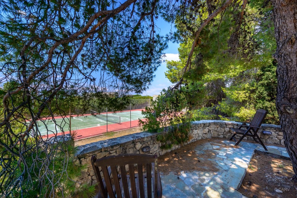 Tennis court viewed from yoga place
