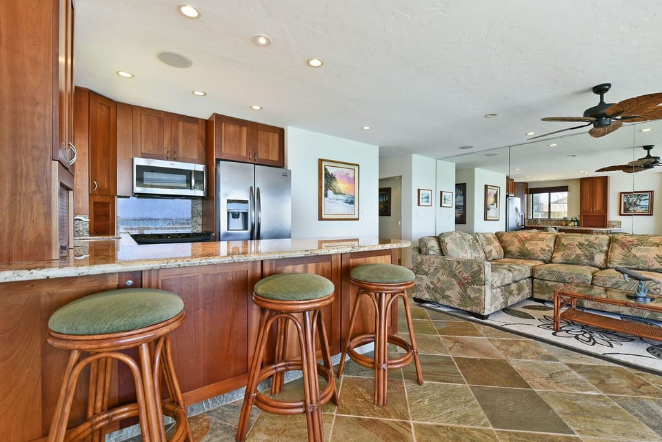 Open floor plan with bar seating