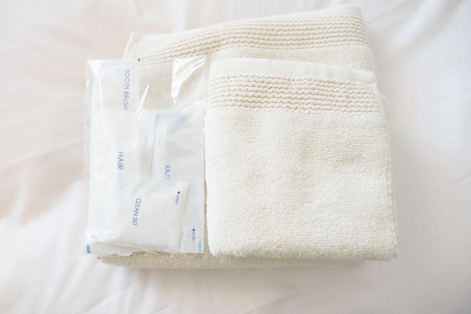 Free toiletries, hair dryer, slippers, electronic bidet