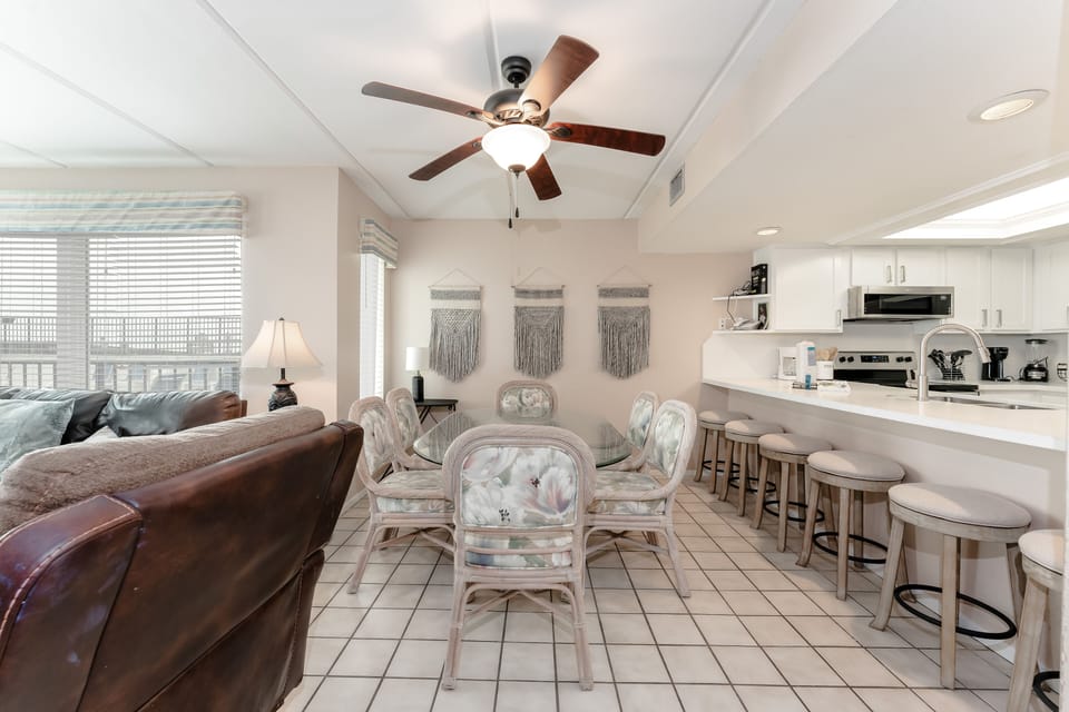 Our dining area is a cute little space for a game-night, pizza party, or a home-cooked meal.
