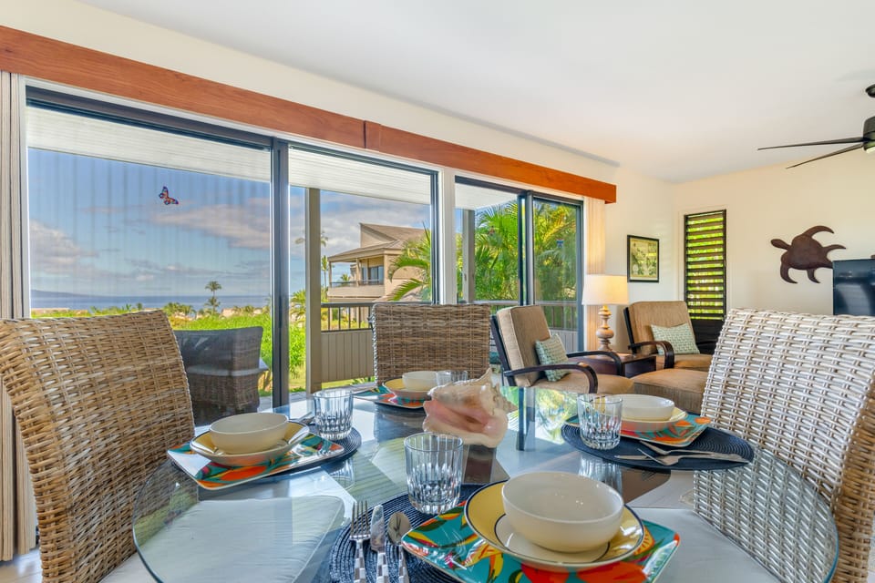 Dining area with ocean views