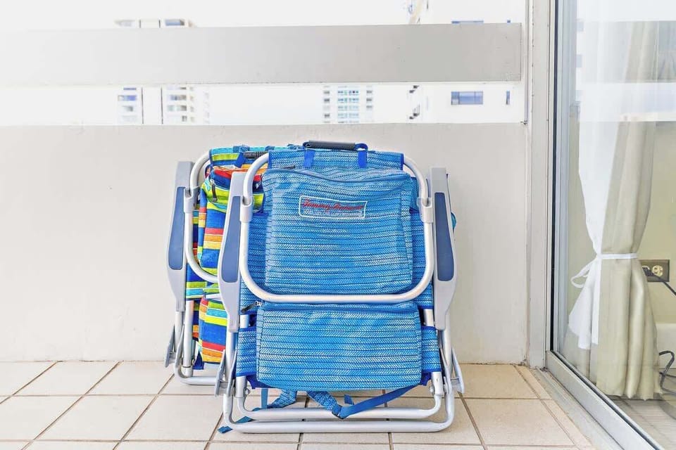 Two beach chairs are provided