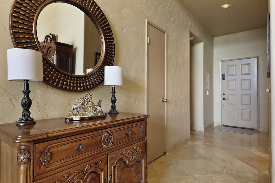 Front door and entry way