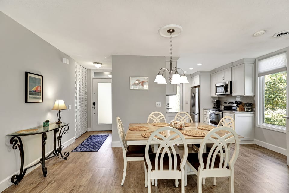 Dining table seats six