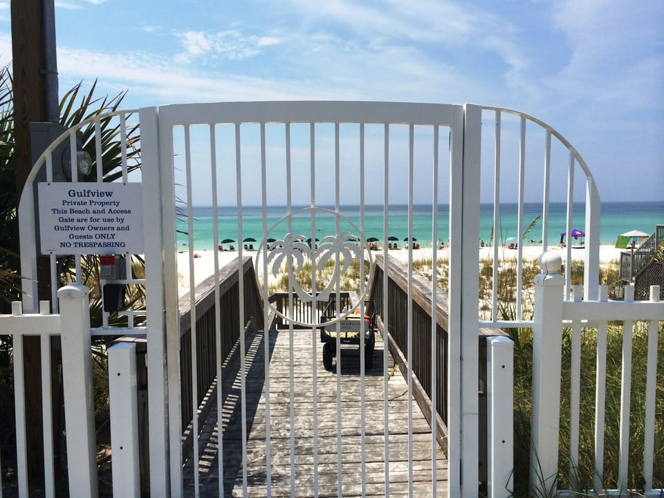Private Beach Entrance with coded entry gate