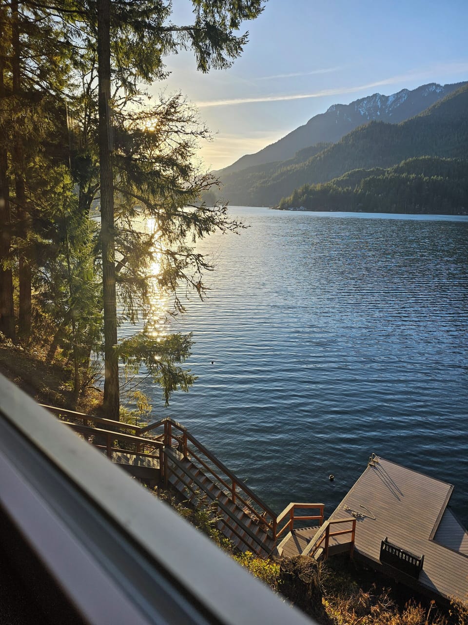 An early spring morning view from the comfy chair in living room.