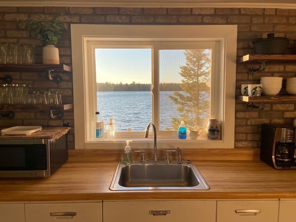 Kitchen view to lake stunning 