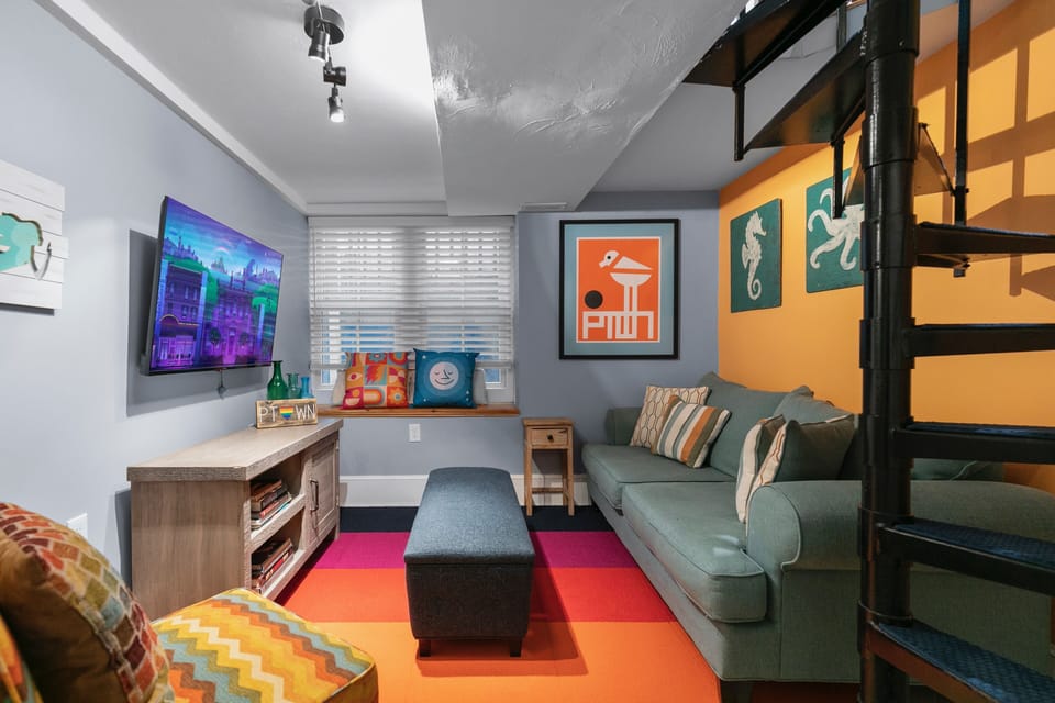 Unwind in the living room - 50" TV, premium streaming networks, and kickass WiFi