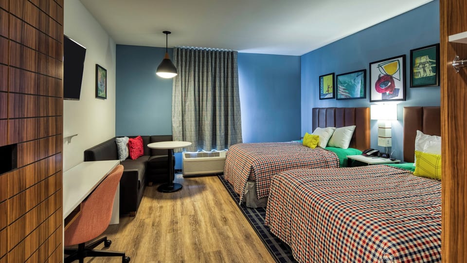 Desk, blackout drapes, iron/ironing board, free WiFi