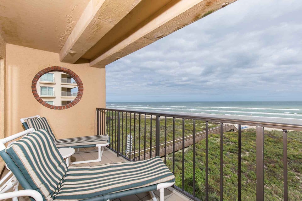 Enjoy the view from the private balcony.
