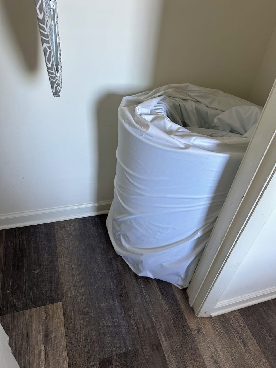 The foam cushion for the pull-out couch is located in the bedroom closet