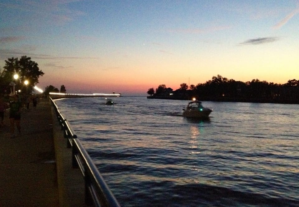 Boats coming in from Lake Michigan along the wonderful Grand Haven boardwalk :)