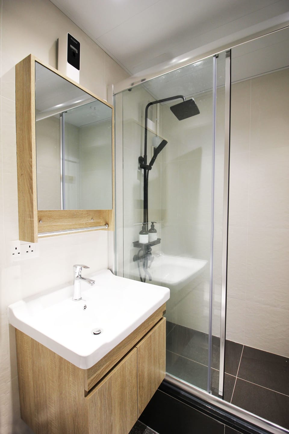 Shower, free toiletries, hair dryer, slippers