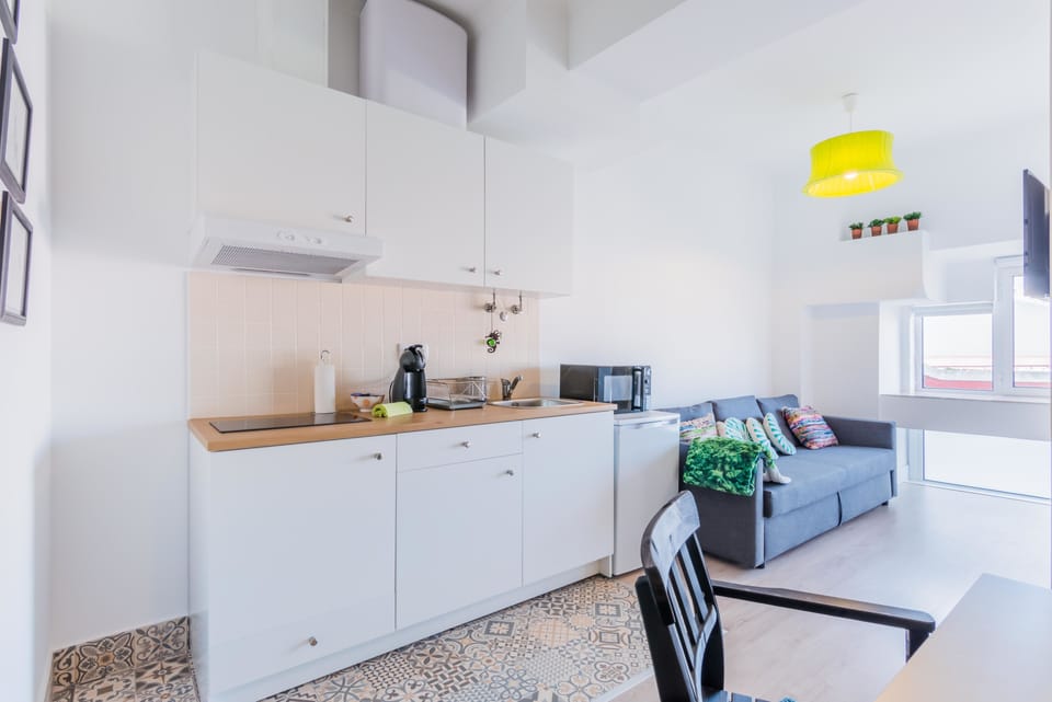 Panoramic Apartment, City View | Private kitchen | Full-size fridge, microwave, stovetop, espresso maker