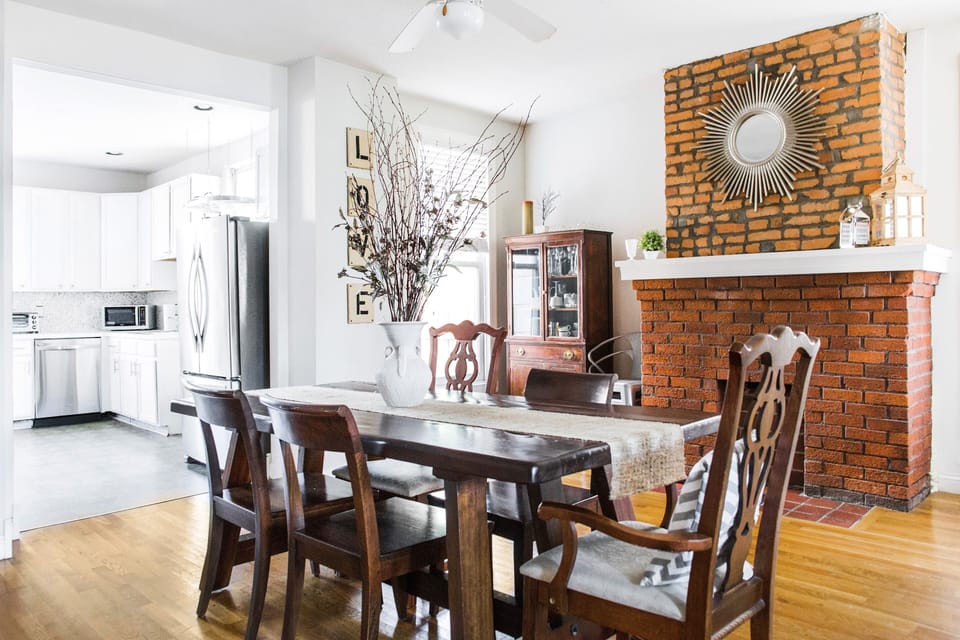 Dining room looking into the kitchen 