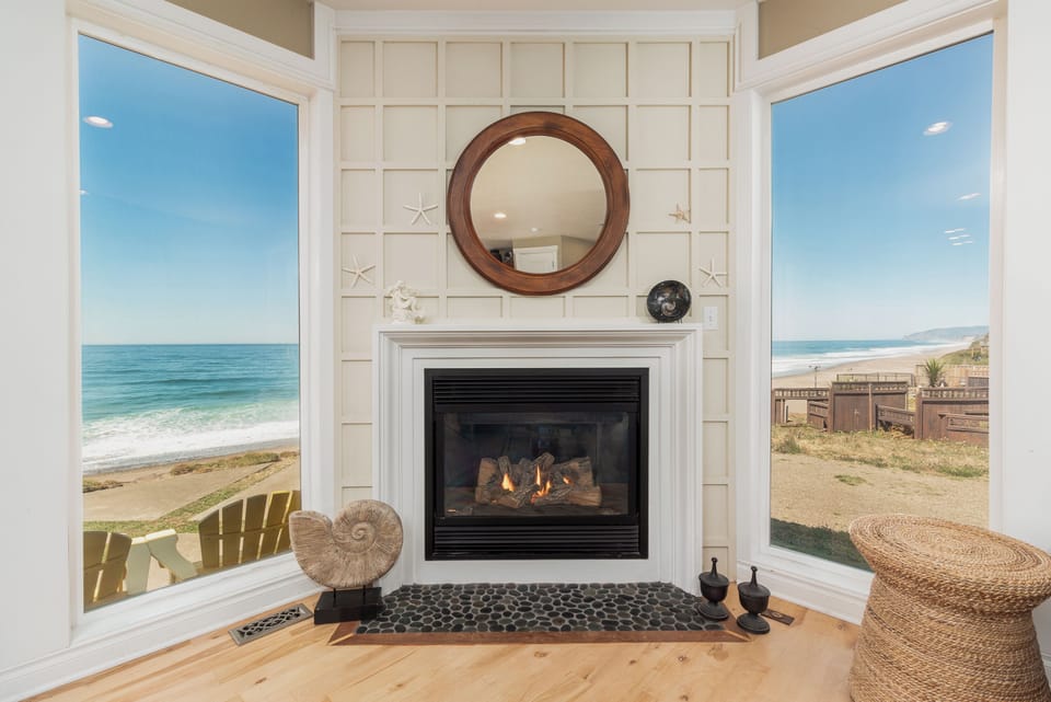 Fireplace in great room.