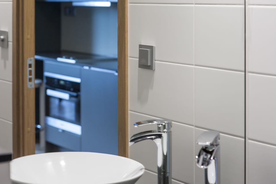 Stylish Studio Regular | Bathroom | Shower, rainfall showerhead, eco-friendly toiletries, hair dryer