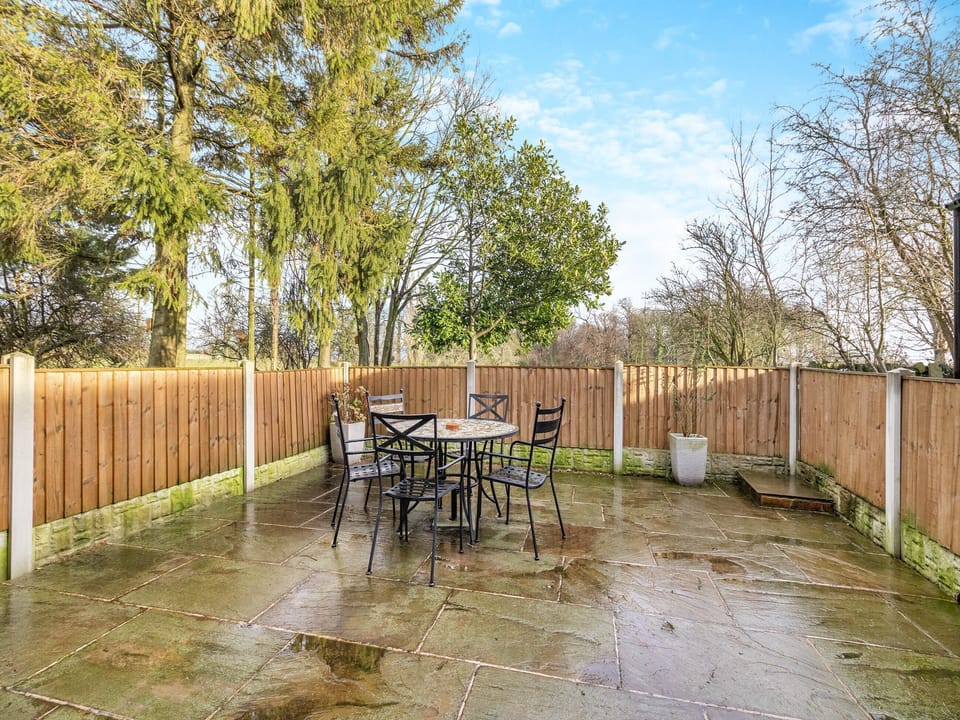 Patio | Tawny Owl Barn - Green Farm Holiday Cottages, Cutthorpe, near Chesterfield
