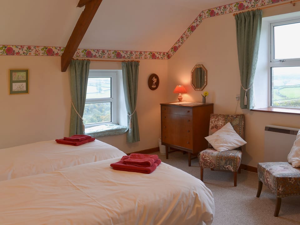 Twin bedroom with lovely views | The Stables, Carthamartha, near Launceston