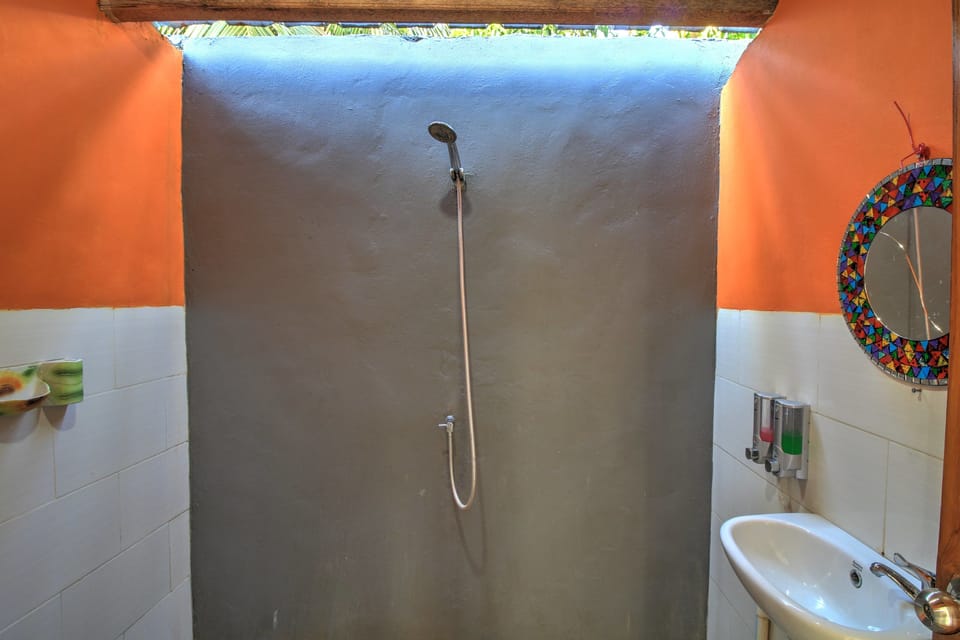 Shower, free toiletries, towels
