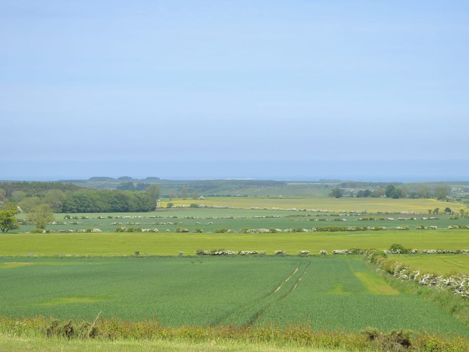 There is a fine view across the rolling countryside to the North Sea coast | Etive Cottage, Warenford, near Belford