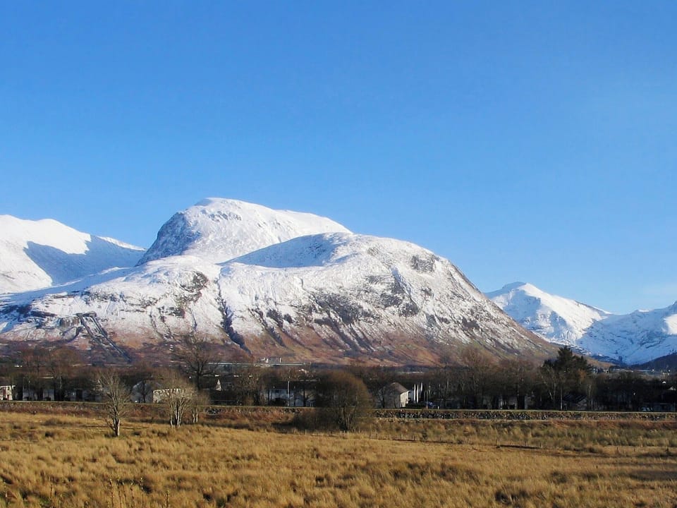 Snowy view of Ben Nevis. This is the view from the living room window | Lapwing Rise, Banavie, near Fort William