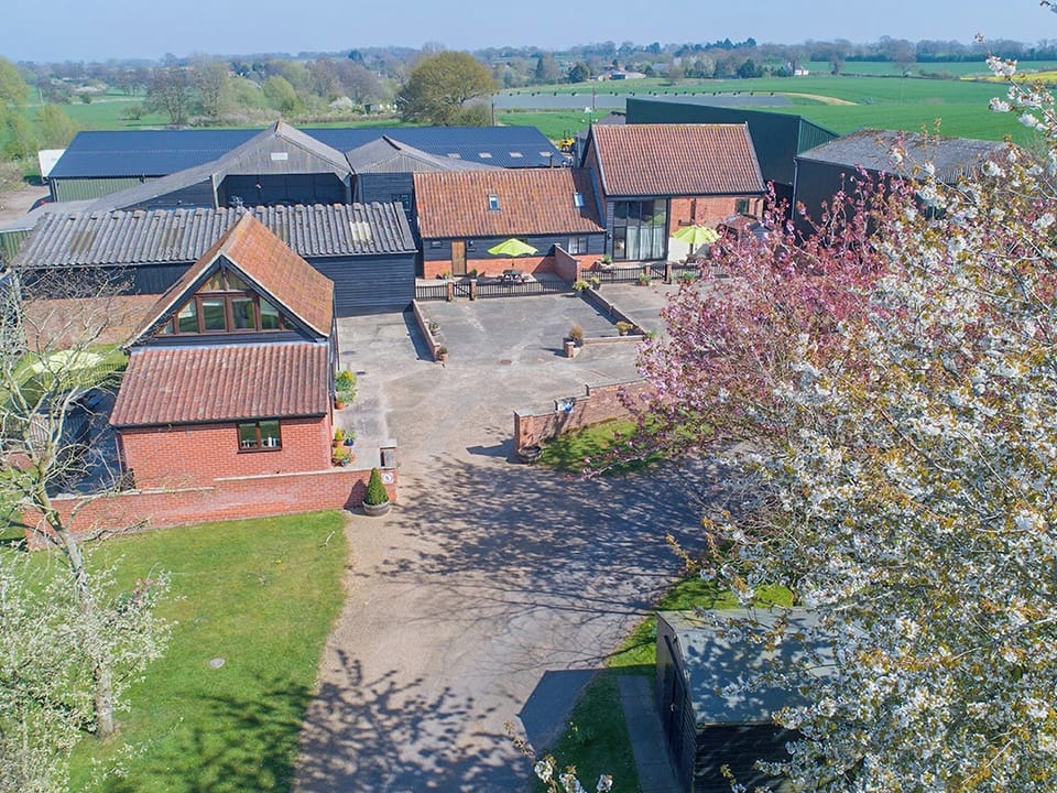 Aerial view of the holiday homes | Old Hall Farm Cottages, Walpole, near Halesworth