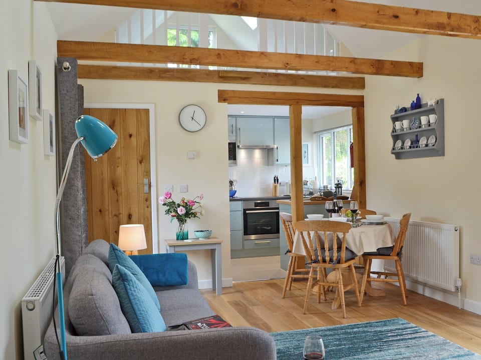 Beautifully presented open plan living space with beams | Cornbrash Farm Cottage, Earlsdown, near Heathfield