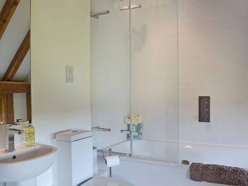 Bathroom with shower over bath | Cowford Oast, Eridge Green, near Tunbridge Wells