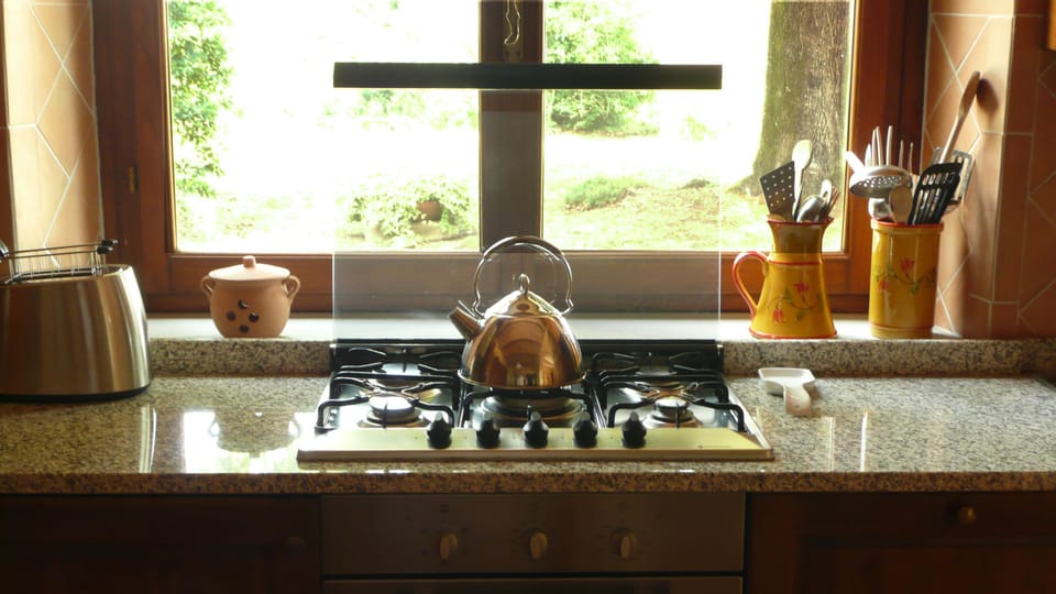 Five-burner gas stove and electric oven