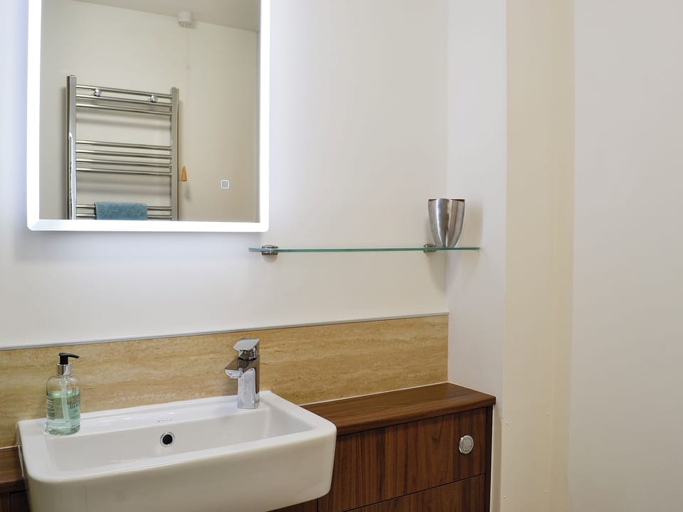 Shower room with heated towel rail | Little Cottage, Wigtown