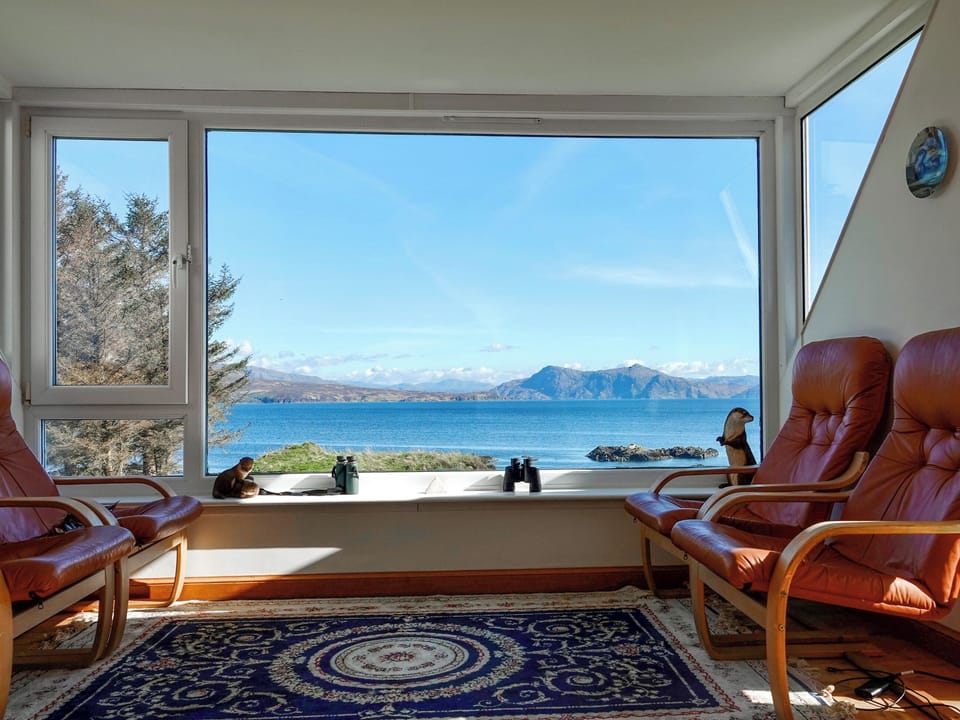 View from otter bar leading onto the roof terrace | South Bay Cottage, Saasaig, Teangue, Isle of Skye