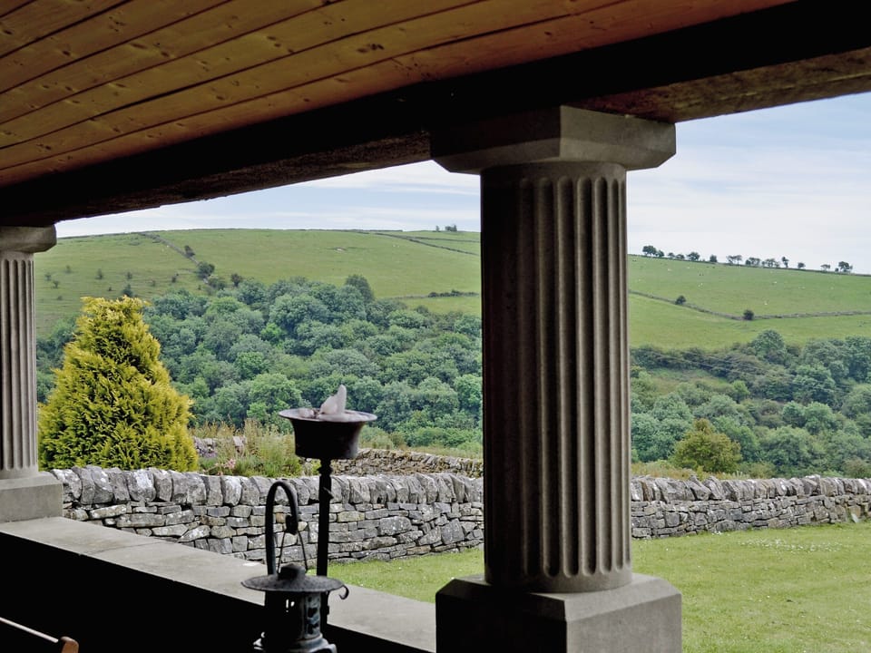 Covered stone veranda with fantastic views | Broadmeadows Farm, Butterton