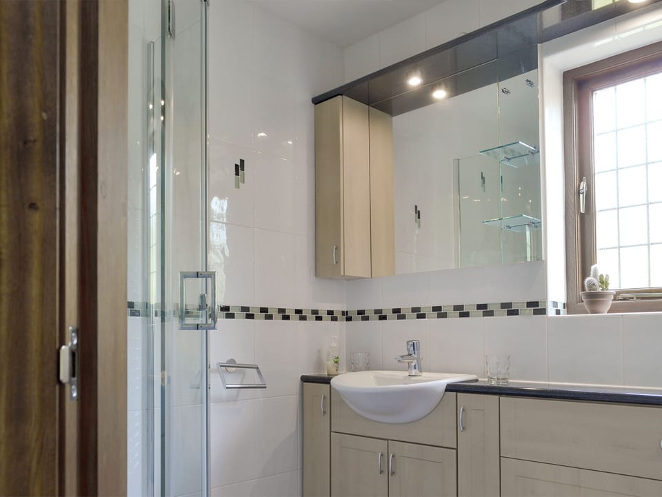 En-suite shower room | Railway Cottage, Longcliffe, near Ashbourne