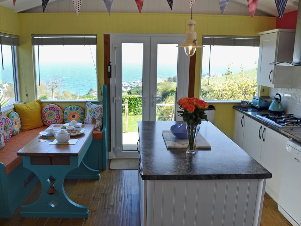 Beamed kitchen/dining room with sea views | The Gallery, Portmellon, near Mevagissey